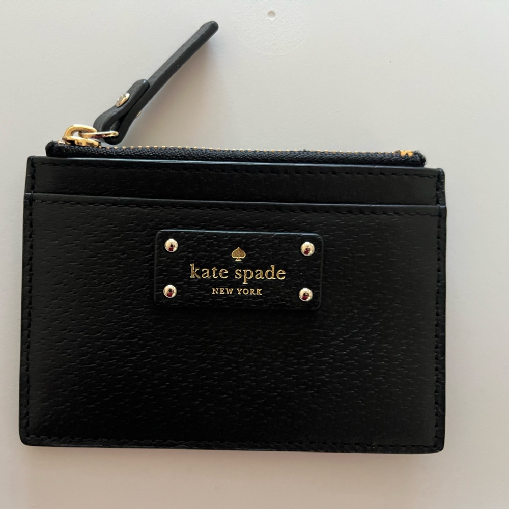kate spade Black Leather Zip Card Wallet New W/O tags